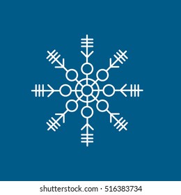 Snowflake Snow Line Icon On Blue Background