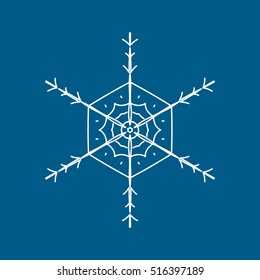 Snowflake Snow Line Icon On Blue Background