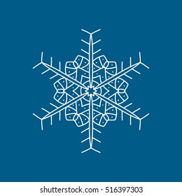 Snowflake Snow Line Icon On Blue Background