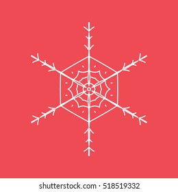 Snowflake Snow Line Icon On Red Background