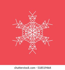 Snowflake Snow Line Icon On Red Background