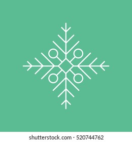 Snowflake Snow Line Icon On Green Background