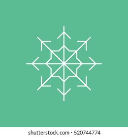 Snowflake Snow Line Icon On Green Background