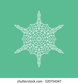 Snowflake Snow Line Icon On Green Background