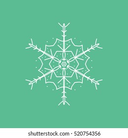 Snowflake Snow Line Icon On Green Background