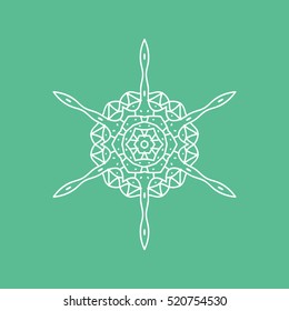 Snowflake Snow Line Icon On Green Background