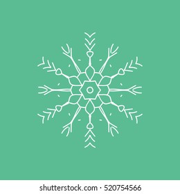 Snowflake Snow Line Icon On Green Background