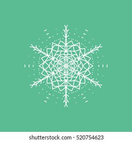 Snowflake Snow Line Icon On Green Background