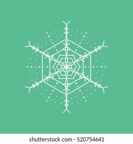 Snowflake Snow Line Icon On Green Background