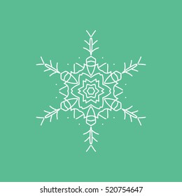 Snowflake Snow Line Icon On Green Background