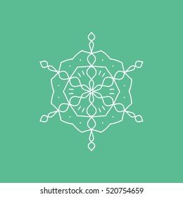 Snowflake Snow Line Icon On Green Background