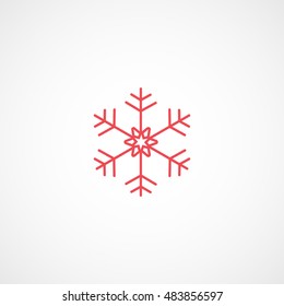 Snowflake Snow Red Flat Icon On White Background