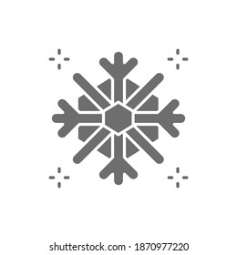 Snowflake, snow, winter grey icon. Isolated on white background