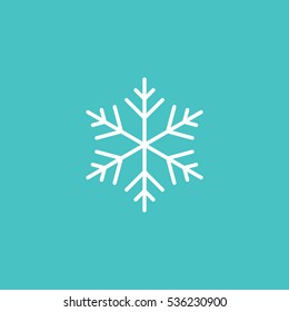 snowflake snow winter line icon white on blue background