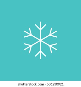 snowflake snow winter line icon white on blue background