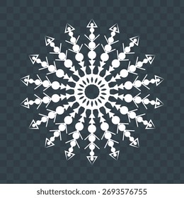 Snowflake snowfall icon, White snow crystal on transparent background vector illustration, Winter Christmas element.
