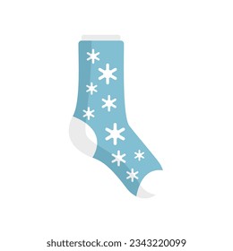Snowflake sock icon flat vector. Cotton design. High sock isolated