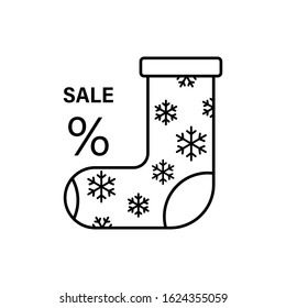 Snowflake sock icon. Simple line, outline vector elements of winter sale icons for ui and ux, website or mobile application