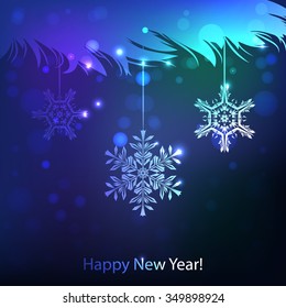 snowflake sparkles on a dark blue  background, vector