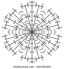 Snowflake in a special style in the style of hand drawing. Black element on a white background to create winter patterns. Abstract background for fabric design, Christmas greeting cards.