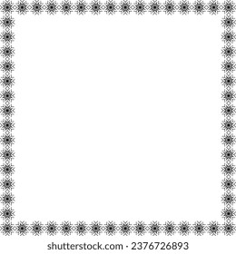 Marco cuadrado de copo de nieve. Borde redondo de copos de nieve. Diseñar elementos para tarjetas de felicitación y banners de Navidad y Año Nuevo. Decoración de vacaciones aislada de fondo blanco.