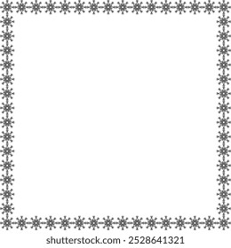 Marco cuadrado de copo de nieve. Invierno copo de nieve alrededor de la frontera. Elementos de diseño para Navidades y tarjetas de felicitación y Anuncios del Año Nuevo. Decoración de Festiva aislada sobre fondo blanco.