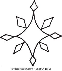 snowflake star hand drawn vector doodle. sketch, Scandinavian, minimalism, monochrome, single element for design icon, sticker, card. winter snow