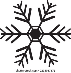 Snowflake stencil icon winter design of black isolated silhouette on white background. Symmetric pattern. Geometric mandala design. Christmas design vector. New year vector design. EPS10