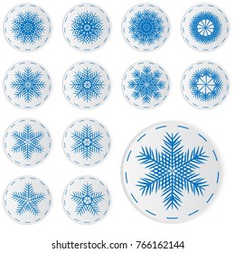 Snowflake stickers. can be used for educational purposes and for the development of fine motor skills