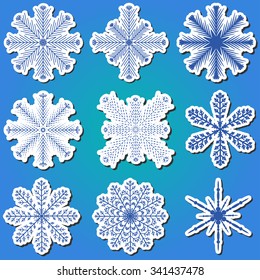 Snowflake stickers, labels set,  vector