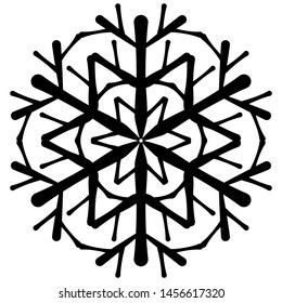 Snowflake in the style of hand-drawing in black. To create patterns on the winter theme. Special design for background, texture.