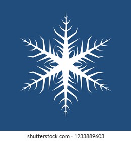 Snowflake stylized - tree. White snowflake on a blue background