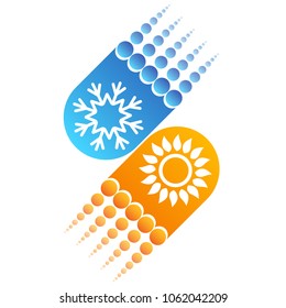 Snowflake and sun air conditioner abstract symbol