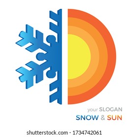 copo de nieve y sol - logotipo del acondicionador de aire - diseño vectorial