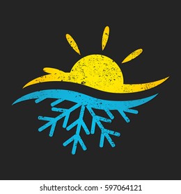 Snowflake and sun design for air conditioning and ventilation