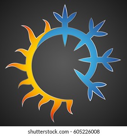 Snowflake and sun design for air conditioning and ventilation