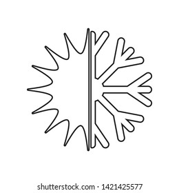 snowflake with sun icon. Element of winter for mobile concept and web apps icon. Outline, thin line icon for website design and development, app development