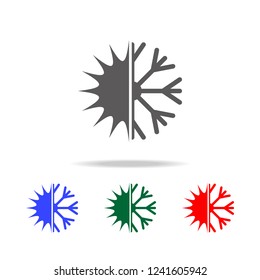 snowflake with sun icon. Elements of Christmas holidays in multi colored icons. Premium quality graphic design icon. Simple icon for websites, web design, mobile app