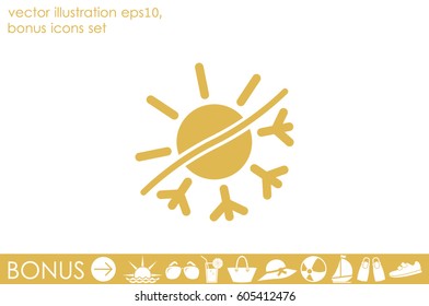 snowflake sun icon vector illustration