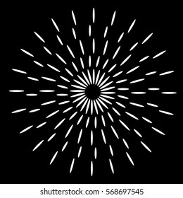 snowflake or sun rays - white on black - vector