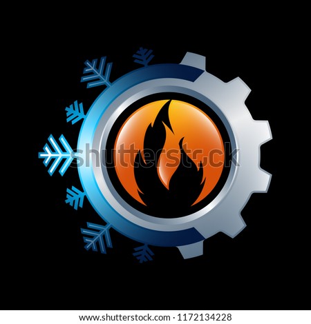 Snowflake and sun symbol for air conditioning and ventilation