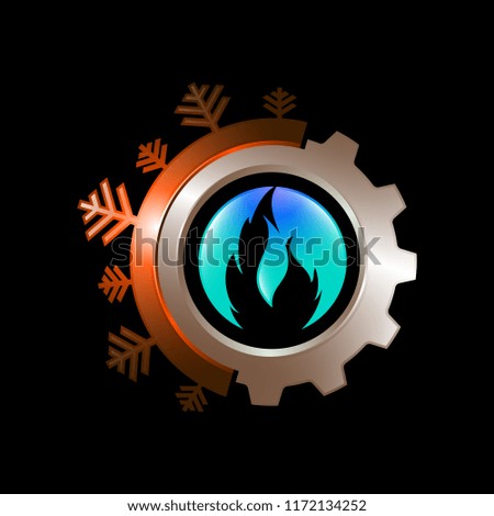 Snowflake and sun symbol for air conditioning and ventilation