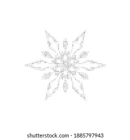 The snowflake symbol filled with black dots. Pointillism style. Vector illustration on white background