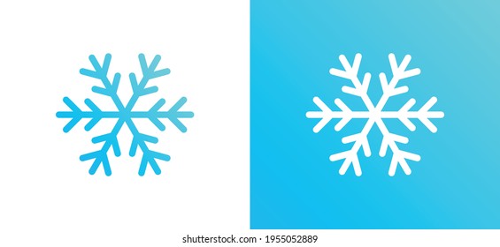 Icono de símbolo de copo de nieve establece un estilo plano.