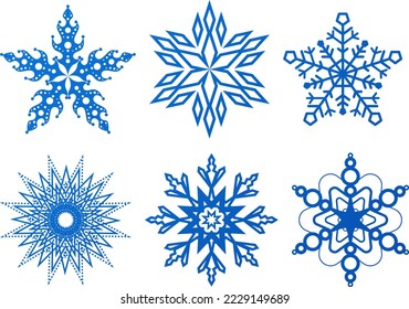 Snowflake symbol isolated on white winter background, icon frozen frost star Christmas decoration winter flakes elemets Xmas holiday design illustartion