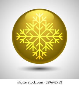 Snowflake symbol on the ball/button shape for Xmas decoration, advertising and as part of other creative designs.Editable vector with several layers.Eps 10