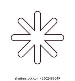 Snowflake symbol representing cold weather, winter, and frost. Ideal for forecasts, meteorological reports, seasonal designs, and climate graphics.