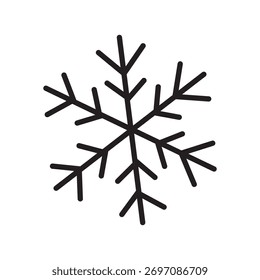 Símbolo Del Copo De Nieve Del Invierno: Elegante Copo De Nieve Negro Para Festiva, Decoración De Invierno Y Diseño
