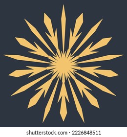 Snowflake symmetrical crystal mandala, single star illustration for decorative design