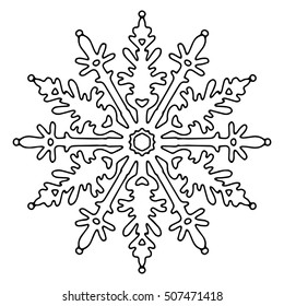 a snowflake symmetrical hand-painted to create  patterns, wrapping paper, invitations, backgrounds, greeting cards, t-shirts black on the white background